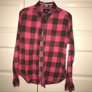 American Eagle Red Flannel Button Up